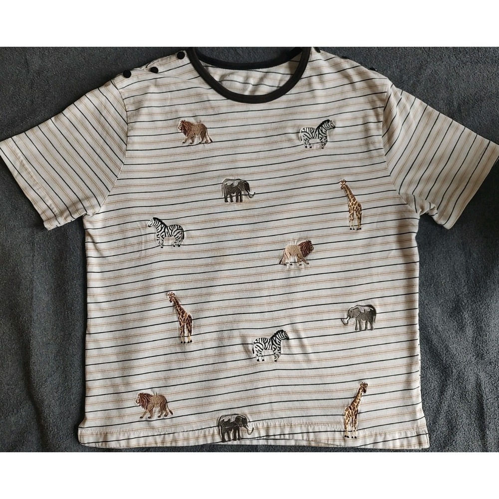 Women's Shirt Giraffe Jungle Safari VINTAGE Size M Medium Tan Wildlife Animal